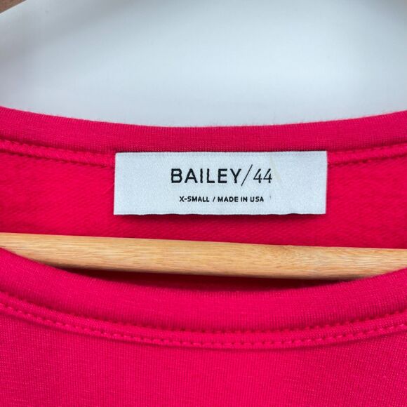 Bailey 44 Puff Sleeve Sweatshirt Top in Red Round Neck Size XS, Made in USA Soft - Picture 8 of 9